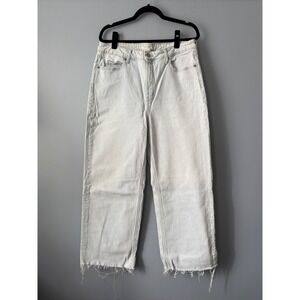 Women's Old Navy Sky Hi Extra High Rise Wide Leg Size 14 Light Wash‎ Frayed Hem
